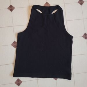 Free People Intimately Racerback Tank Top M Black Stretchy Cropped High Neck